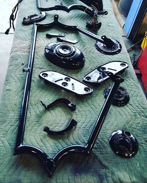 A bunch of parts from powder coat