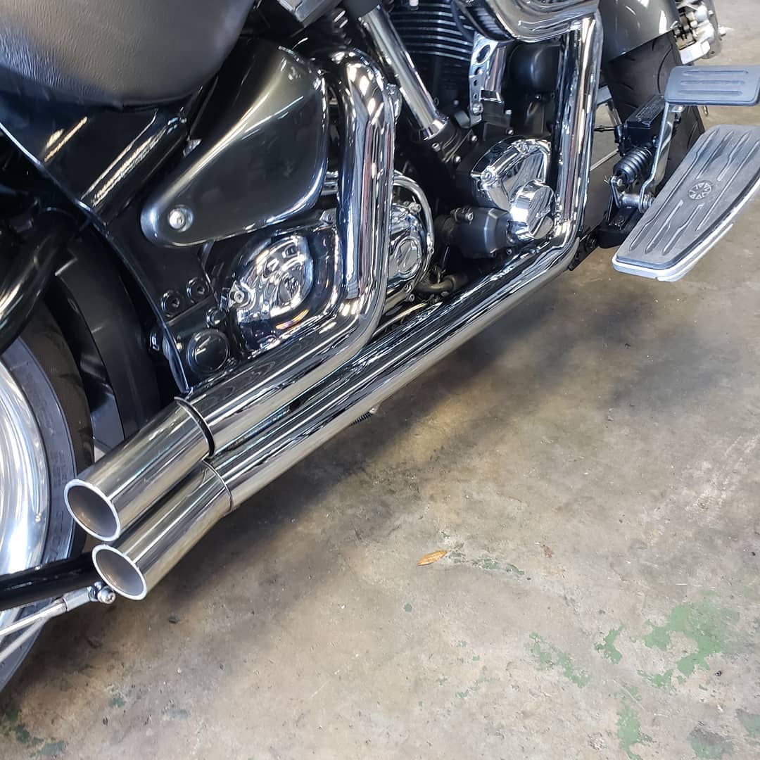 Exoust mod we did on A yamaha roadstar stainless steel