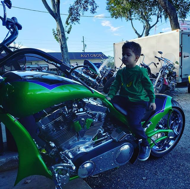 My nephew checking out a cool chopper